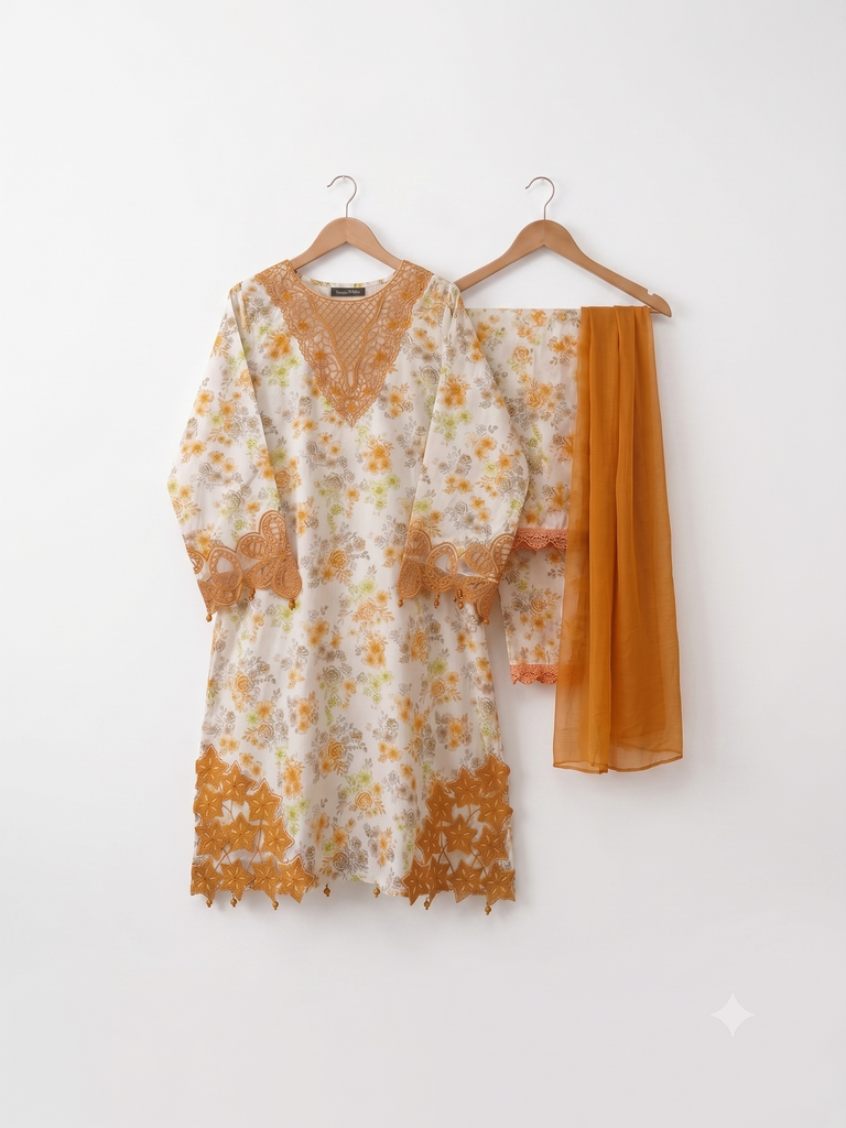 Floral Appliqué Kurta Set (32/S)