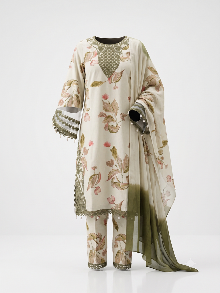 Floral Embroidered Kurta Set (32/S)