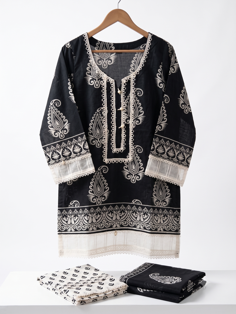 Paisley Lace-Detailed Kurta Set (32/S)