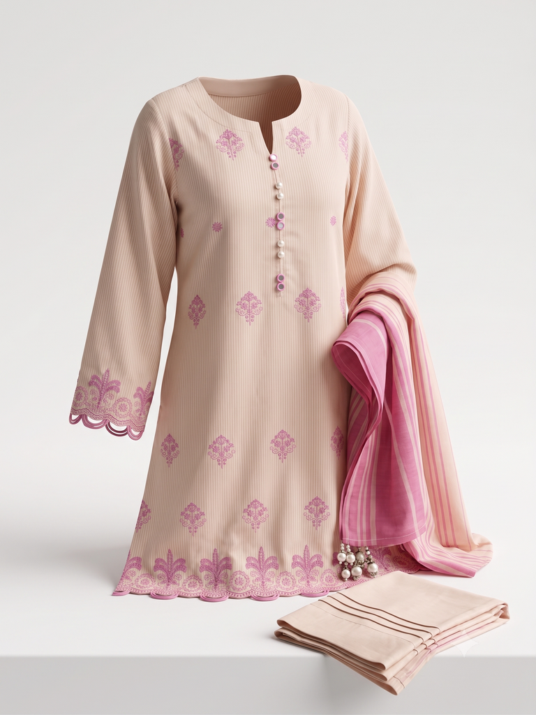 Scalloped Embroidered Kurta Set (32/S)