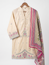 Ivory Blossom Embroidered Kurta Set with Printed Dupatta